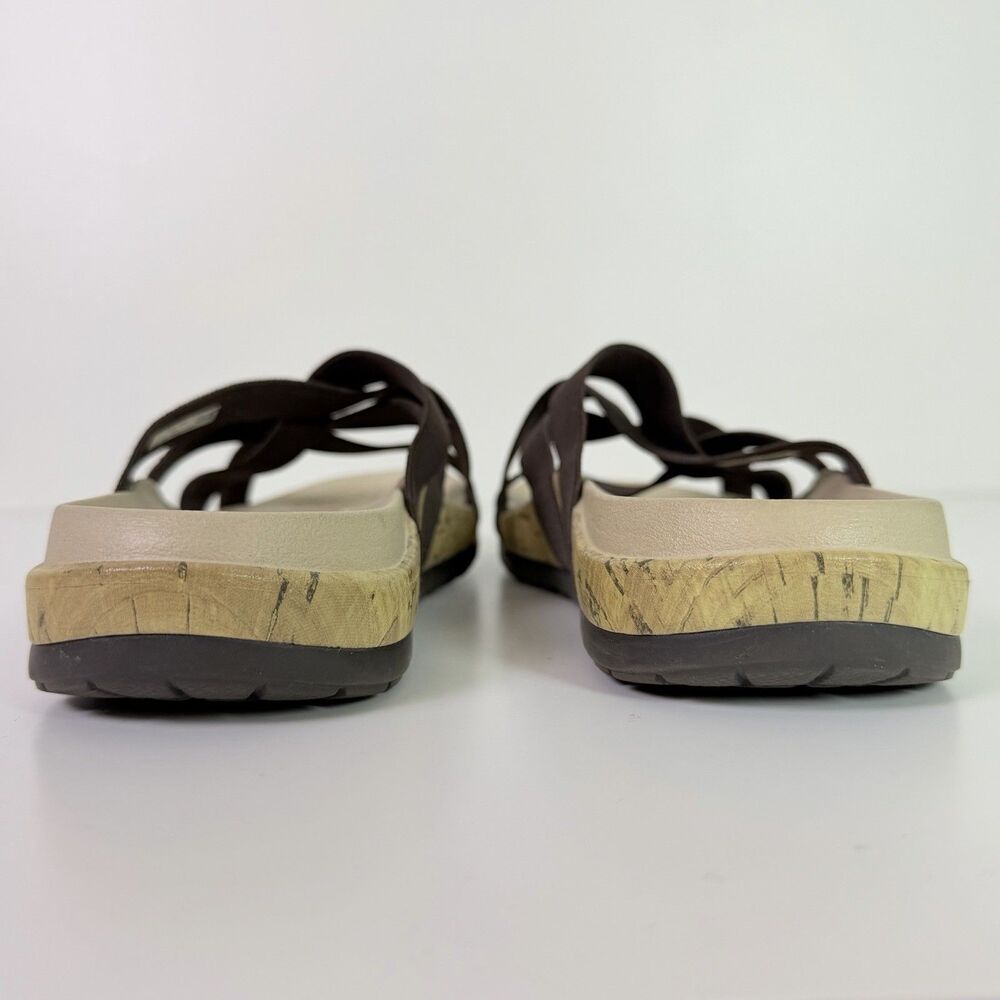 Crocs Edie Stretch Sandals Womens 9 Brown Criss Cross Strappy Comfort Slide - Picture 7 of 16